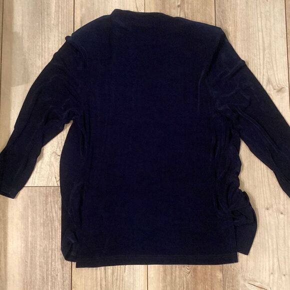 Picadilly Fashions Open Faced Velour Cardigan w Shoulder Pads Size Medium Midnig - Picture 6 of 6